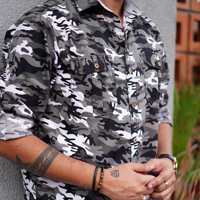 Beyond Raw Camouflage Print Full Sleeve Shirt