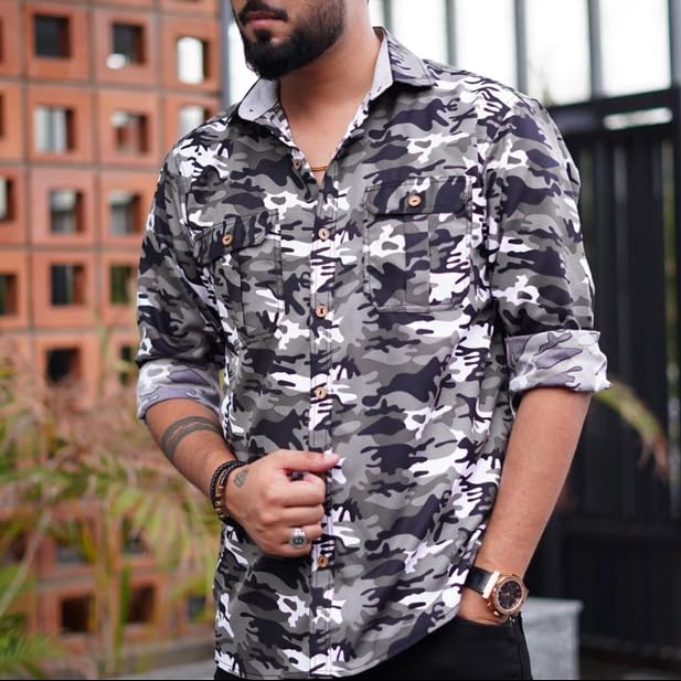 Beyond Raw Camouflage Print Full Sleeve Shirt
