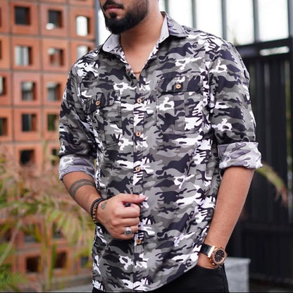 Beyond Raw Camouflage Print Full Sleeve Shirt
