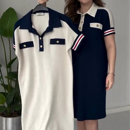 Beyond Raw Casual Lapel Short Sleeve Dress