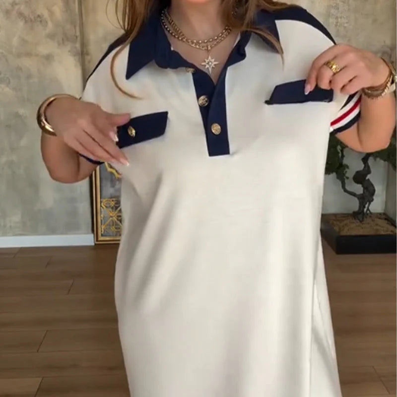 Beyond Raw Casual Lapel Short Sleeve Dress