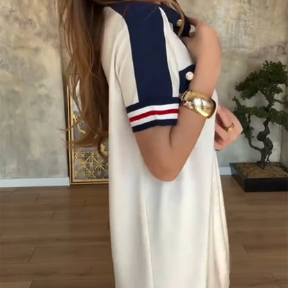 Beyond Raw Casual Lapel Short Sleeve Dress