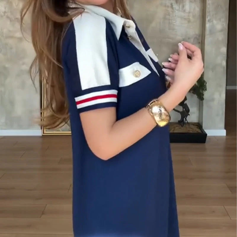 Beyond Raw Casual Lapel Short Sleeve Dress