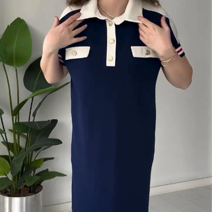 Beyond Raw Casual Lapel Short Sleeve Dress